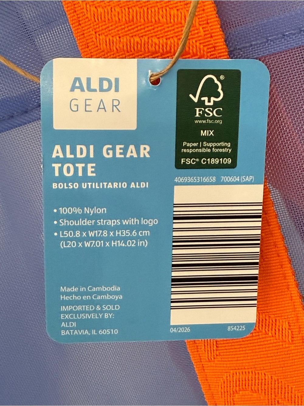Aldi Gear Tote Bag 50th Anniversary Large Mesh Utility Bag Blue 1976 - Picture 6 of 11